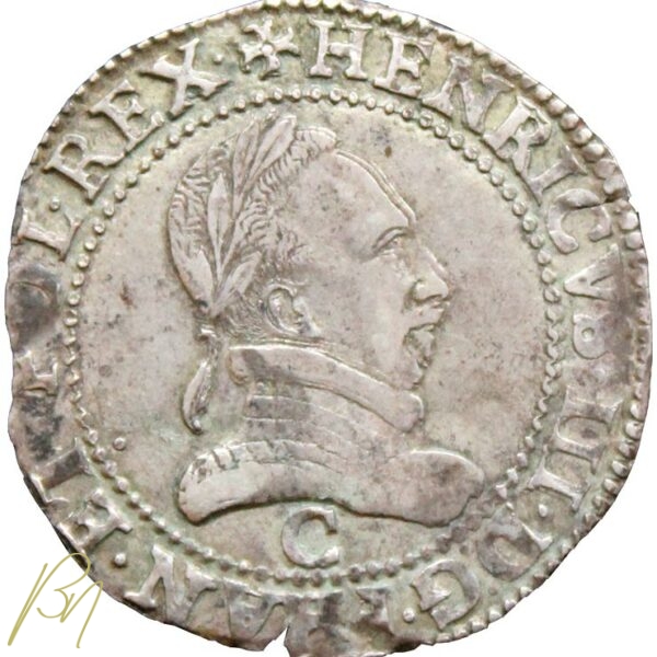 Henri III 1/2 franc au col plat 1587 C