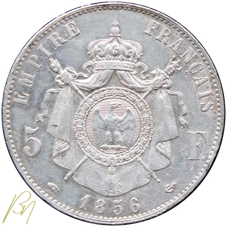 Napoléon III 5 francs tête nue 1856 A SUP à SPL – Image 3