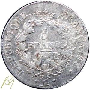 Union force 5 francs An7 L ( issue du trésor de tirpied )